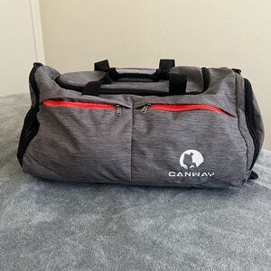 Gray and Red Men's Duffel Bag